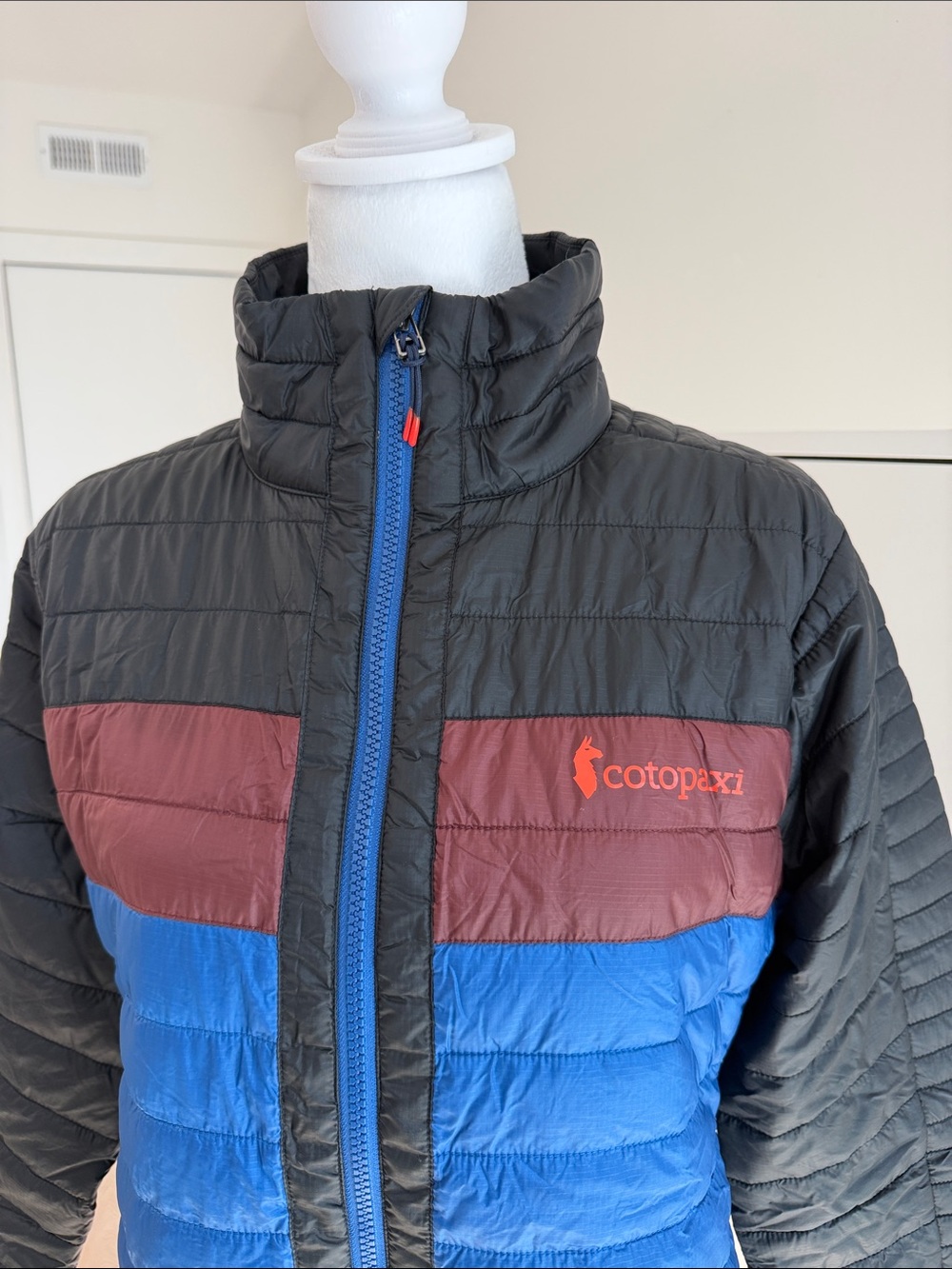 cotopaxi Blue Maroon Black Quilted Puffer Jacket